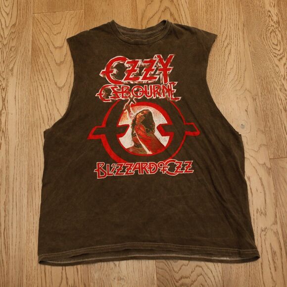 Other - Ozzy Osbourne Blizzard of Ozz Cutoff Tee Distressed Black Graphic Tank M Repro